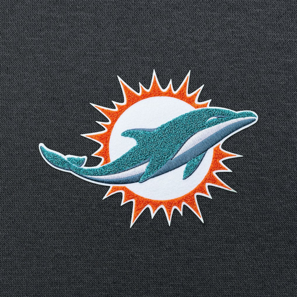 Miami Dolphins Antigua Victory Chenille Pullover Hoodie Charcoal - NFL