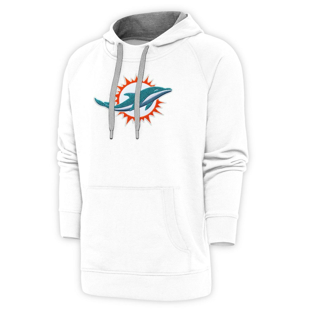 Miami Dolphins Antigua Victory Chenille Pullover Hoodie White - NFL