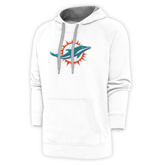 Miami Dolphins Antigua Victory Chenille Pullover Hoodie White - NFL