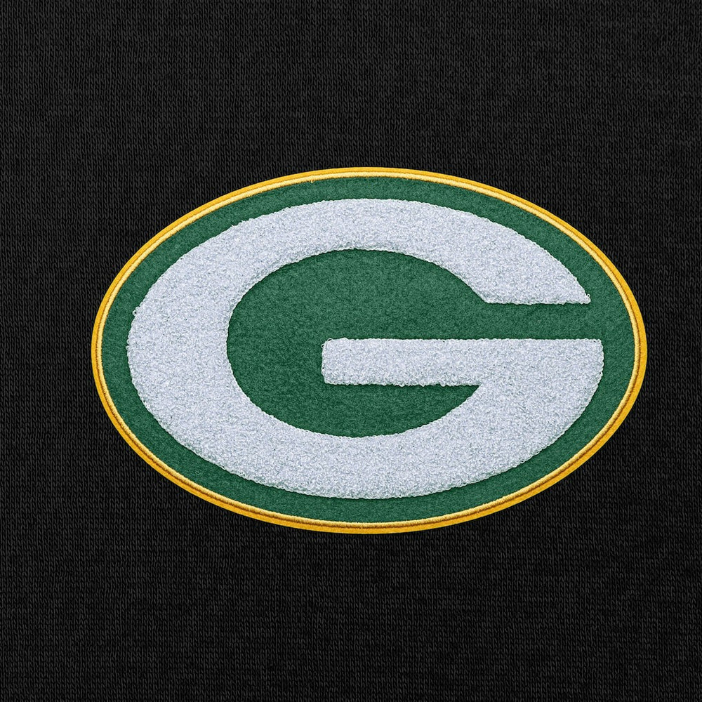 Green Bay Packers Antigua Victory Chenille Pullover Hoodie Black - NFL