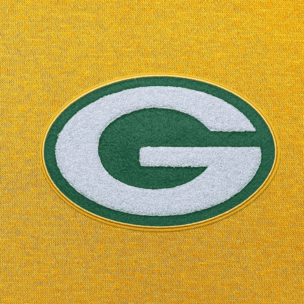 Green Bay Packers Antigua Victory Chenille Pullover Hoodie Gold - NFL