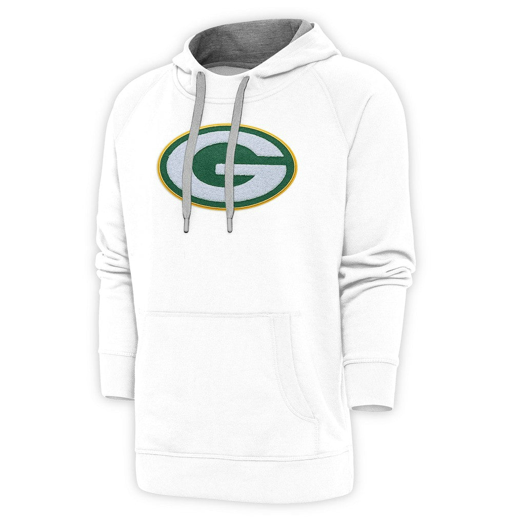 Green Bay Packers Antigua Victory Chenille Pullover Hoodie White - NFL
