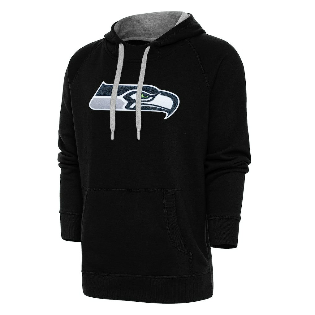 Seattle Seahawks Antigua Victory Chenille Pullover Hoodie Black - NFL