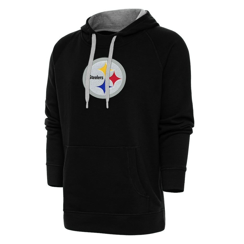 Pittsburgh Steelers Antigua Victory Chenille Pullover Hoodie Black - NFL