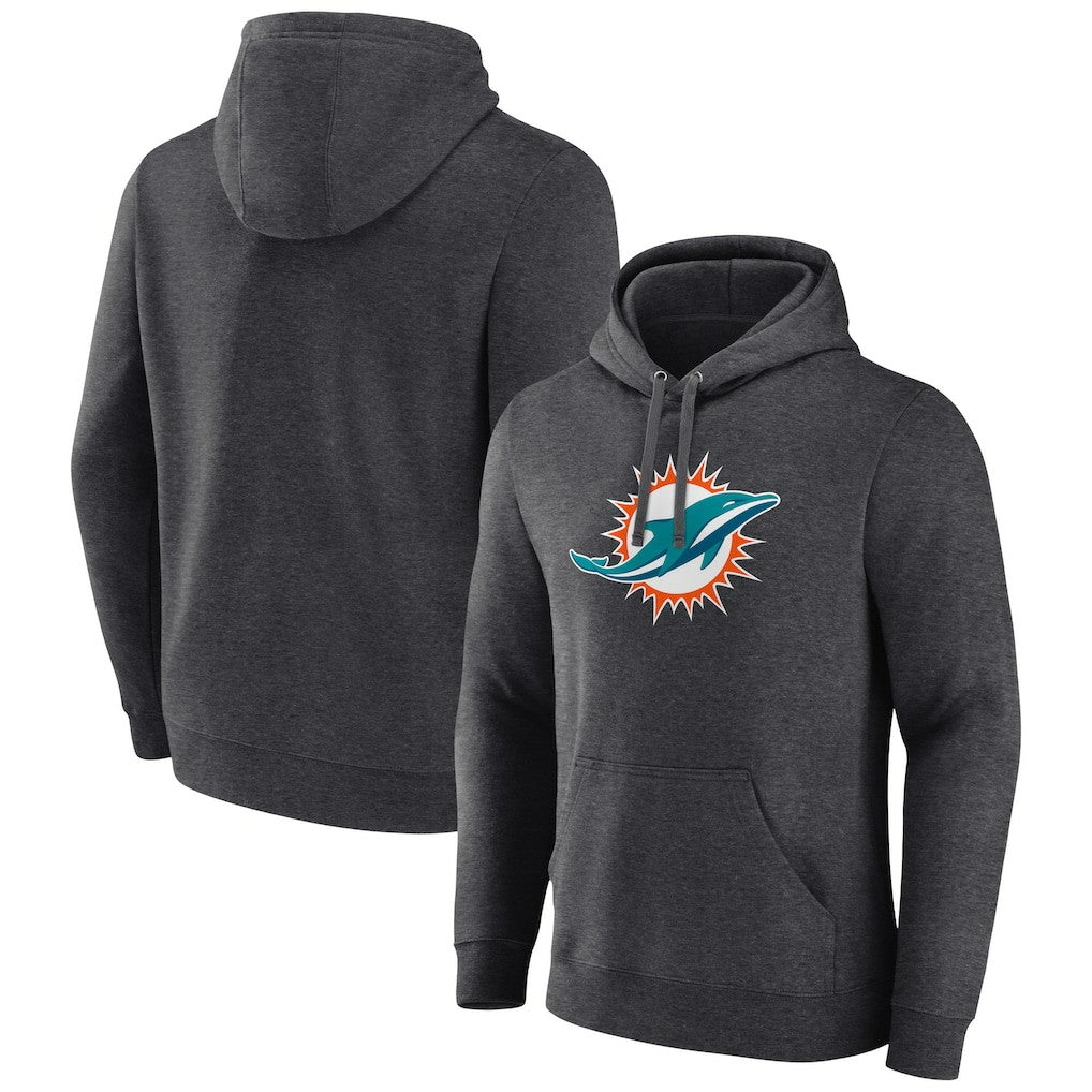 Miami Dolphins Primary Team Logo Fitted Pullover Hoodie Charcoal - NFL