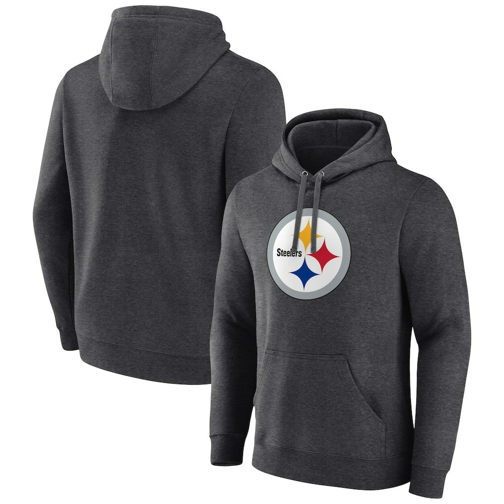 Pittsburgh Steelers Primary Team Logo Fitted Pullover Hoodie Charcoal - NFL
