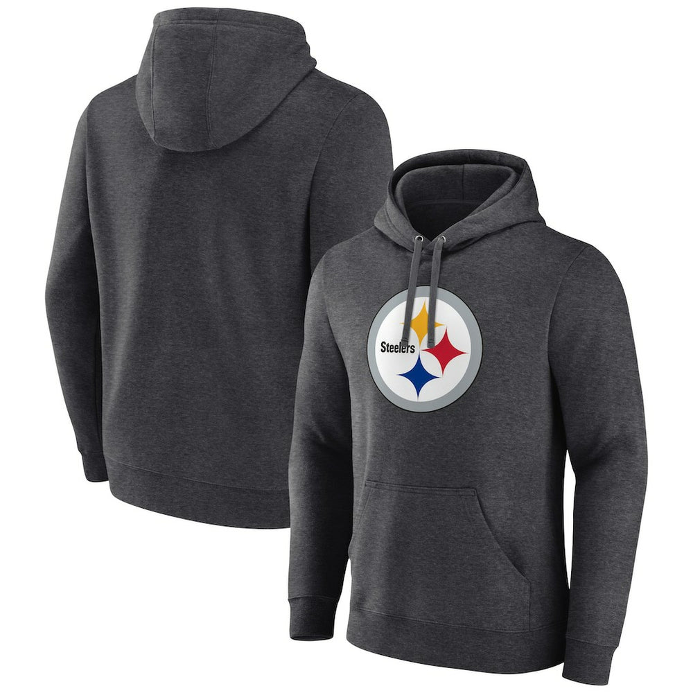 Pittsburgh Steelers Primary Team Logo Fitted Pullover Hoodie Charcoal - NFL
