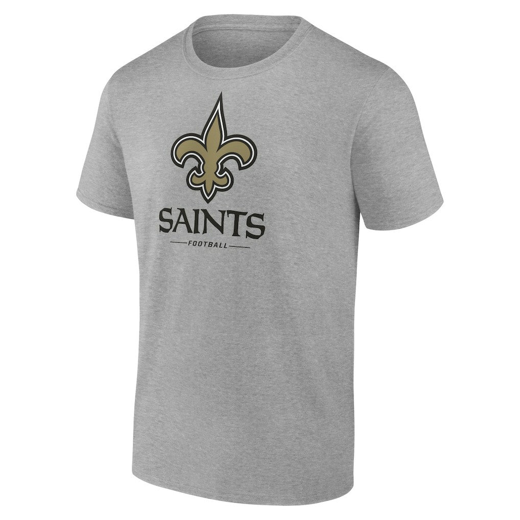 New Orleans Saints Logo Team Lockup T-Shirt Heather Gray - NFL