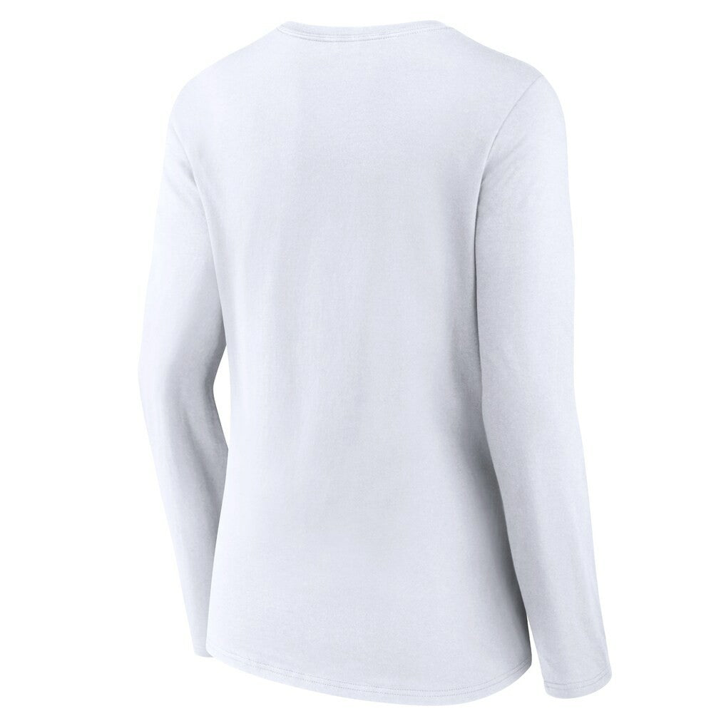 New Orleans Saints Women's Logo Team Lockup Long Sleeve V-Neck T-Shirt White - NFL