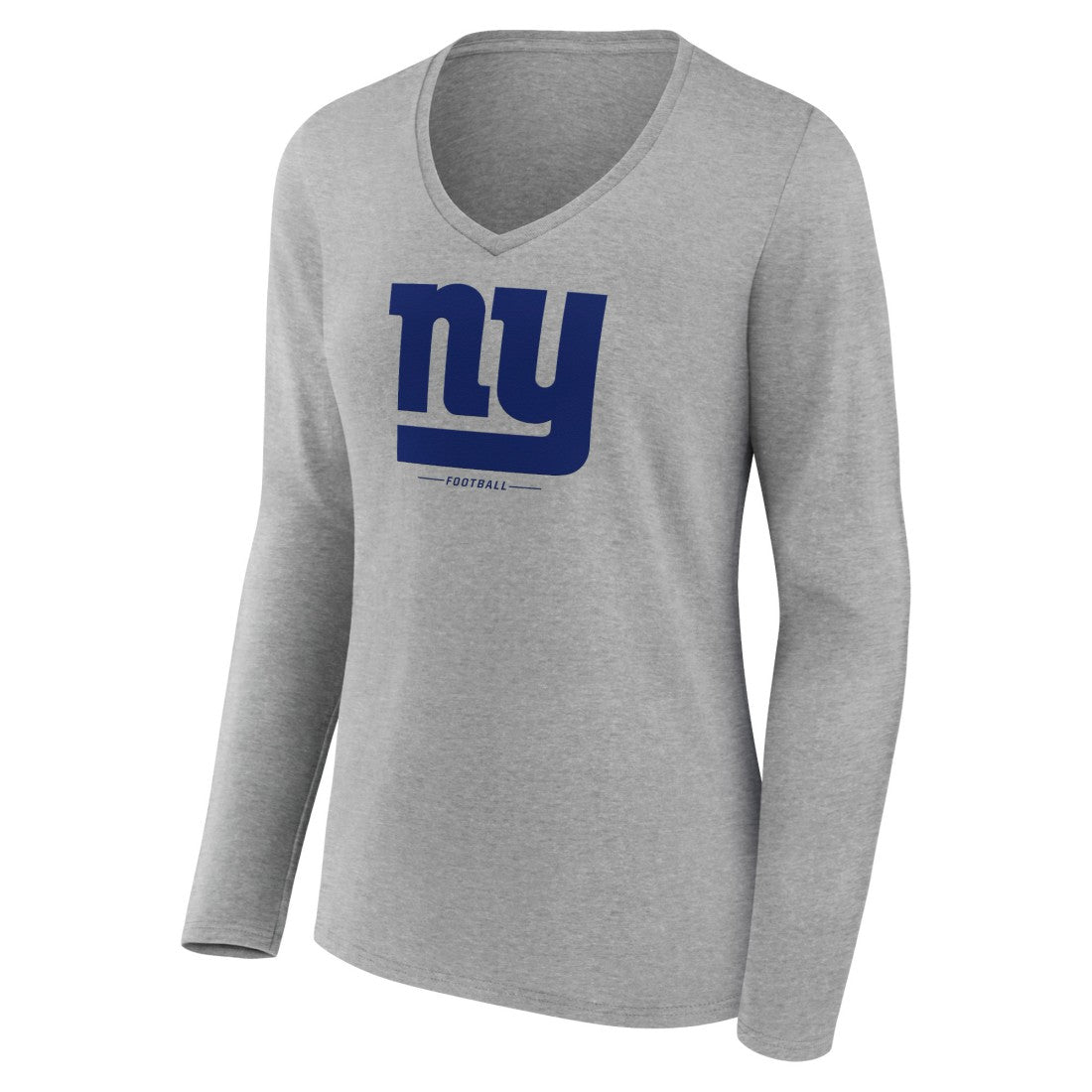 New York Giants Women's Logo Team Lockup Long Sleeve V-Neck T-Shirt Heather Gray - NFL