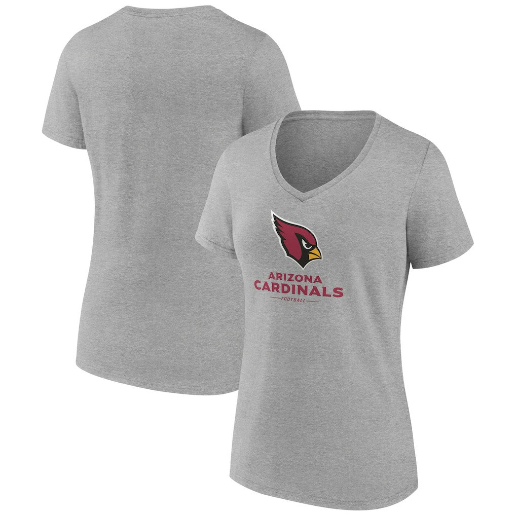 Arizona Cardinals Women's Logo Team Lockup V-Neck T-Shirt Gray - NFL