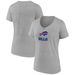 Buffalo Bills Women's Logo Team Lockup V-Neck T-Shirt Gray - NFL