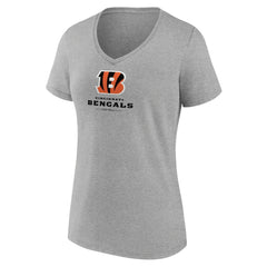 Cincinnati Bengals Women's Logo Team Lockup V-Neck T-Shirt Gray - NFL