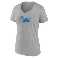 Detroit Lions Women's Logo Team Lockup V-Neck T-Shirt Gray - NFL