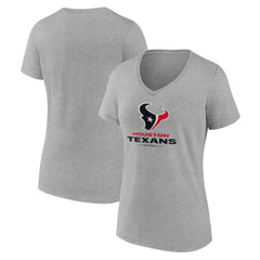 Houston Texans Women's Logo Team Lockup V-Neck T-Shirt Gray - NFL