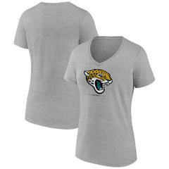 Jacksonville Jaguars Women's Logo Team Lockup V-Neck T-Shirt Gray - NFL
