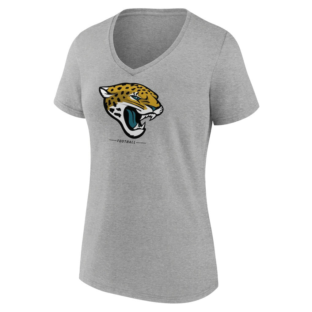 Jacksonville Jaguars Women's Logo Team Lockup V-Neck T-Shirt Gray - NFL