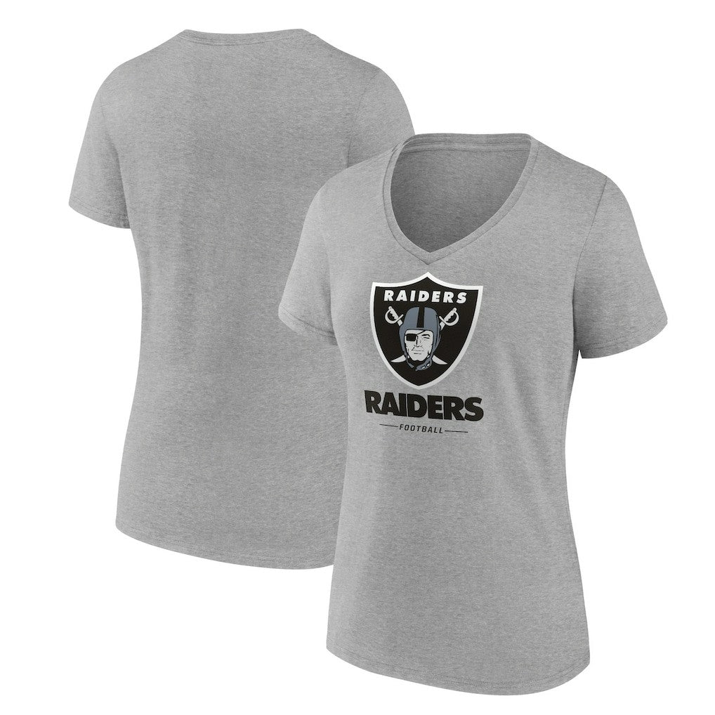 Las Vegas Raiders Women's Logo Team Lockup V-Neck T-Shirt Gray - NFL