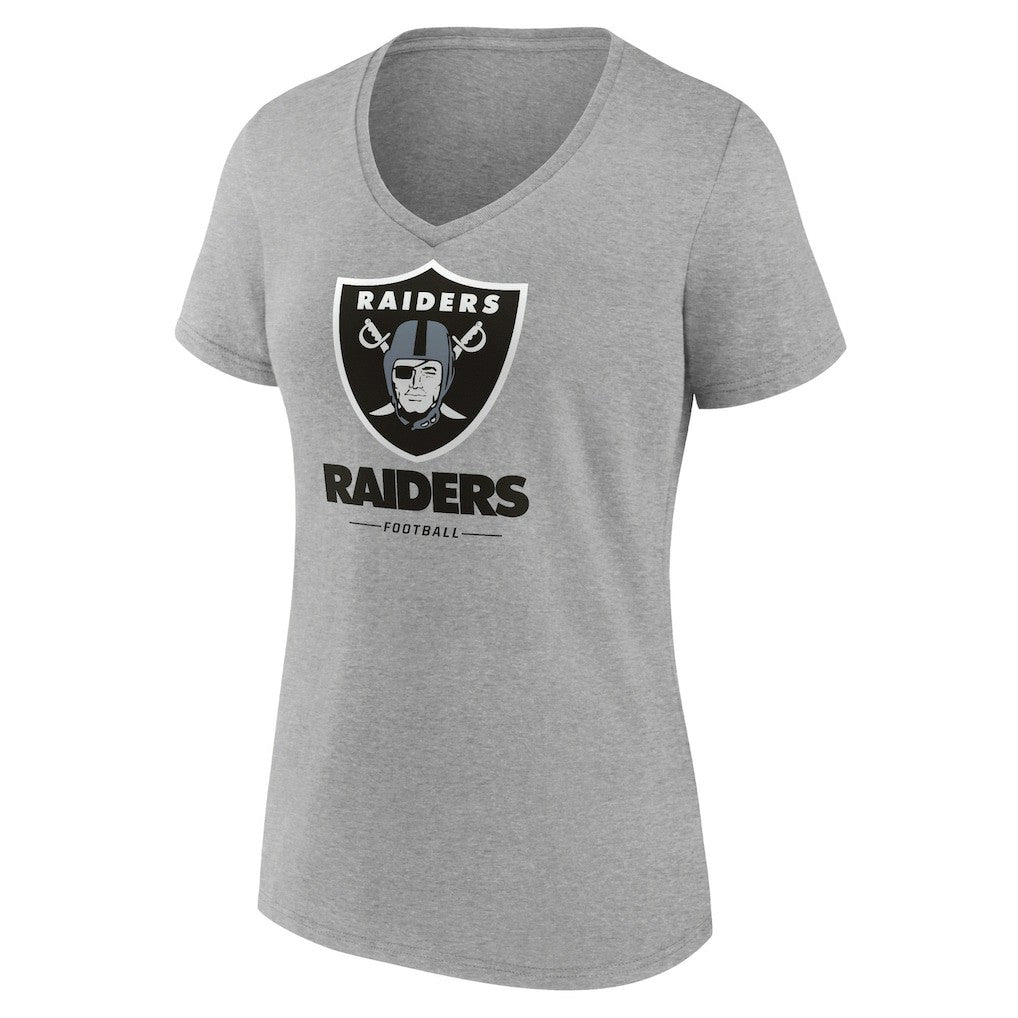 Las Vegas Raiders Women's Logo Team Lockup V-Neck T-Shirt Gray - NFL