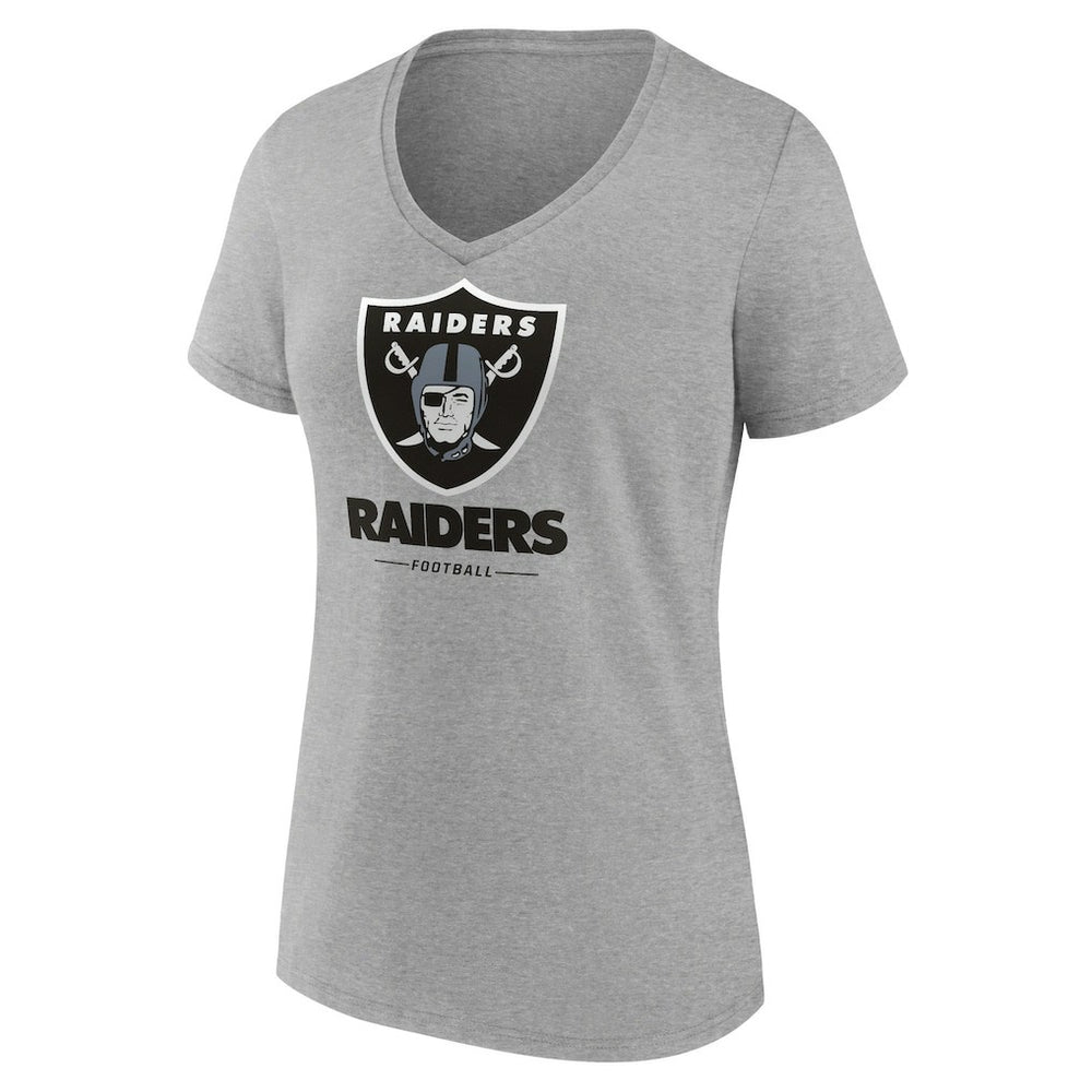 Las Vegas Raiders Women's Logo Team Lockup V-Neck T-Shirt Gray - NFL