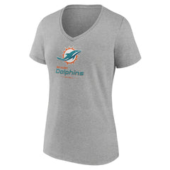 Miami Dolphins Women's Logo Team Lockup V-Neck T-Shirt Gray - NFL