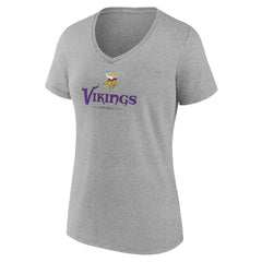 Minnesota Vikings Women's Logo Team Lockup V-Neck T-Shirt Gray - NFL