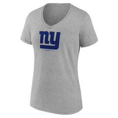 New York Giants Women's Logo Team Lockup V-Neck T-Shirt Gray - NFL