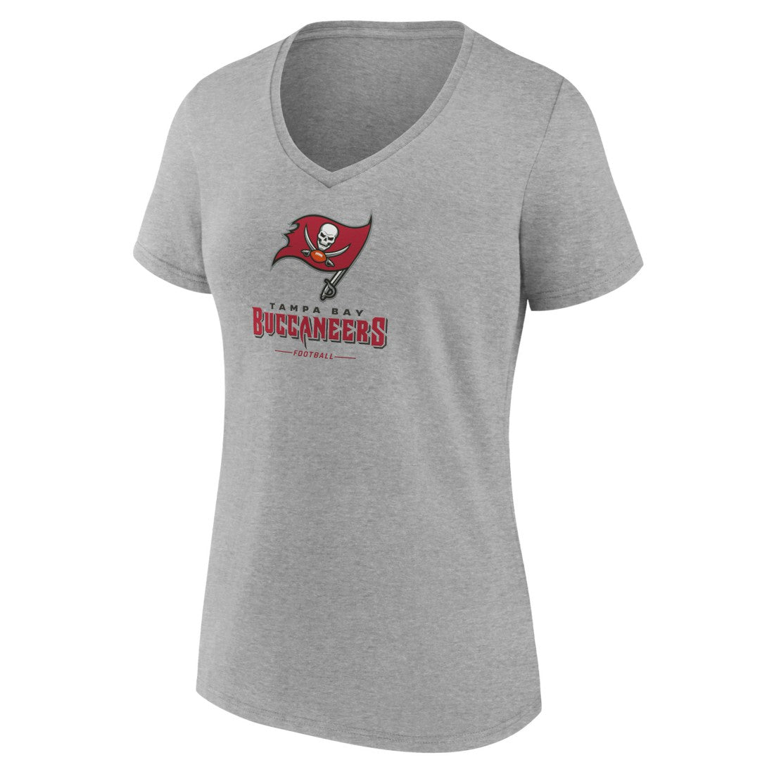 Tampa Bay Buccaneers Women's Logo Team Lockup V-Neck T-Shirt Gray - NFL