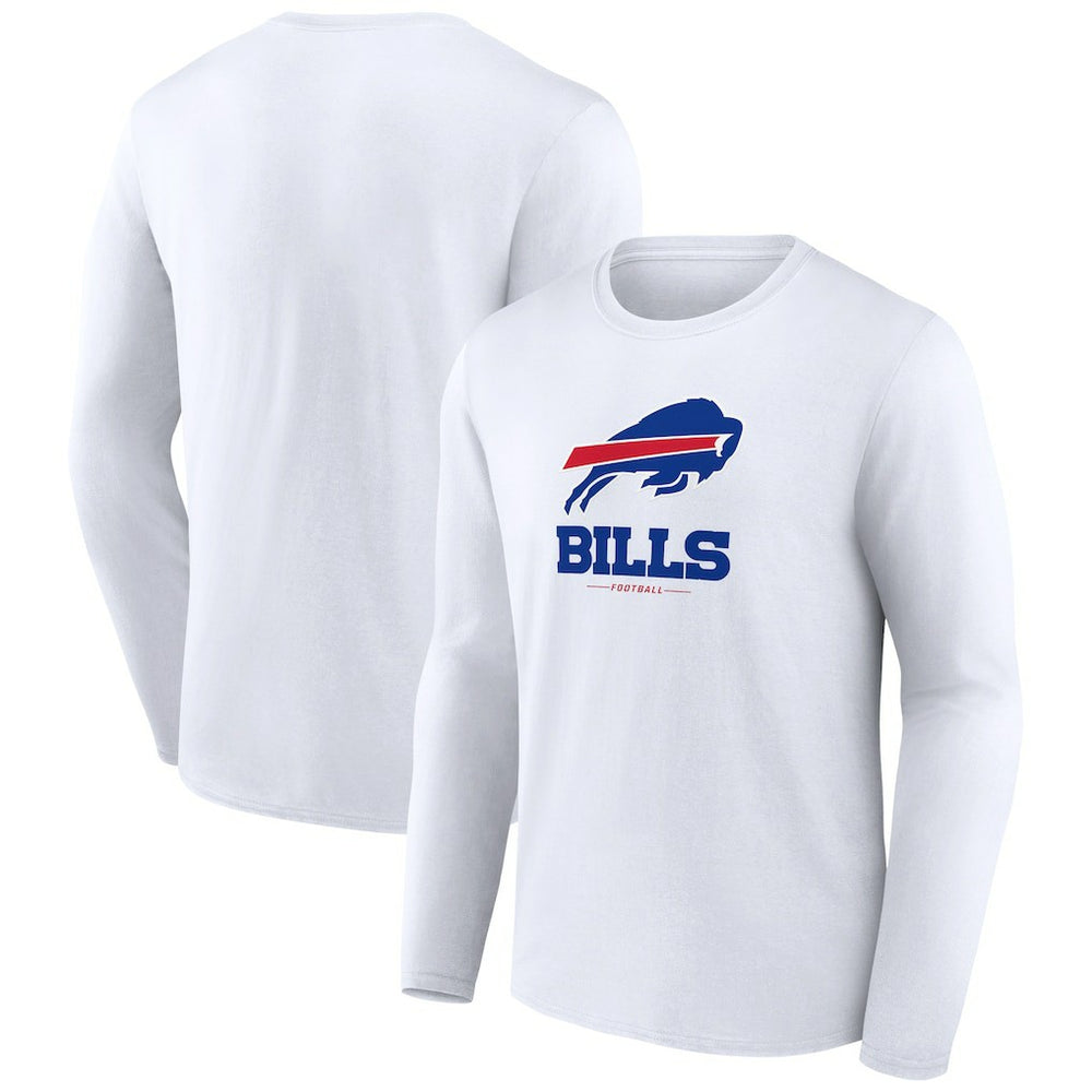 Buffalo Bills Logo Team Lockup Long Sleeve T-Shirt White - NFL