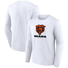 Chicago Bears Logo Team Lockup Long Sleeve T-Shirt White - NFL
