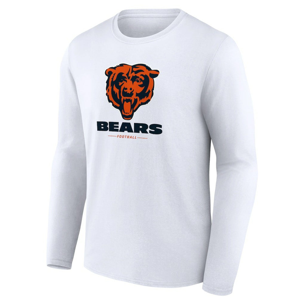 Chicago Bears Logo Team Lockup Long Sleeve T-Shirt White - NFL