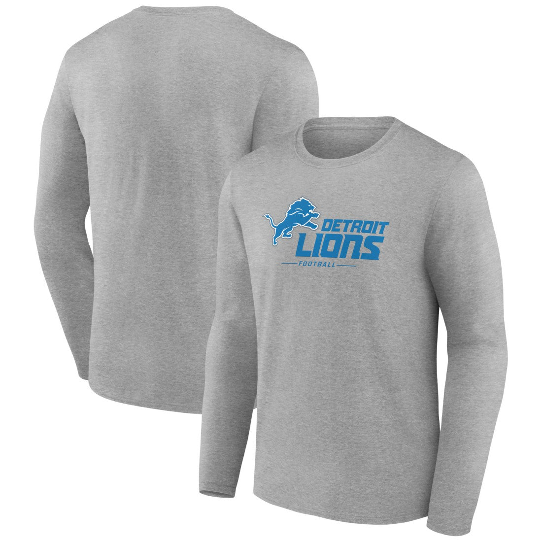 Detroit Lions Logo Team Lockup Long Sleeve T-Shirt Gray - NFL