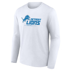 Detroit Lions Logo Team Lockup Long Sleeve T-Shirt White - NFL