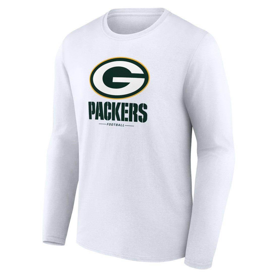 Green Bay Packers Logo Team Lockup Long Sleeve T-Shirt White - NFL