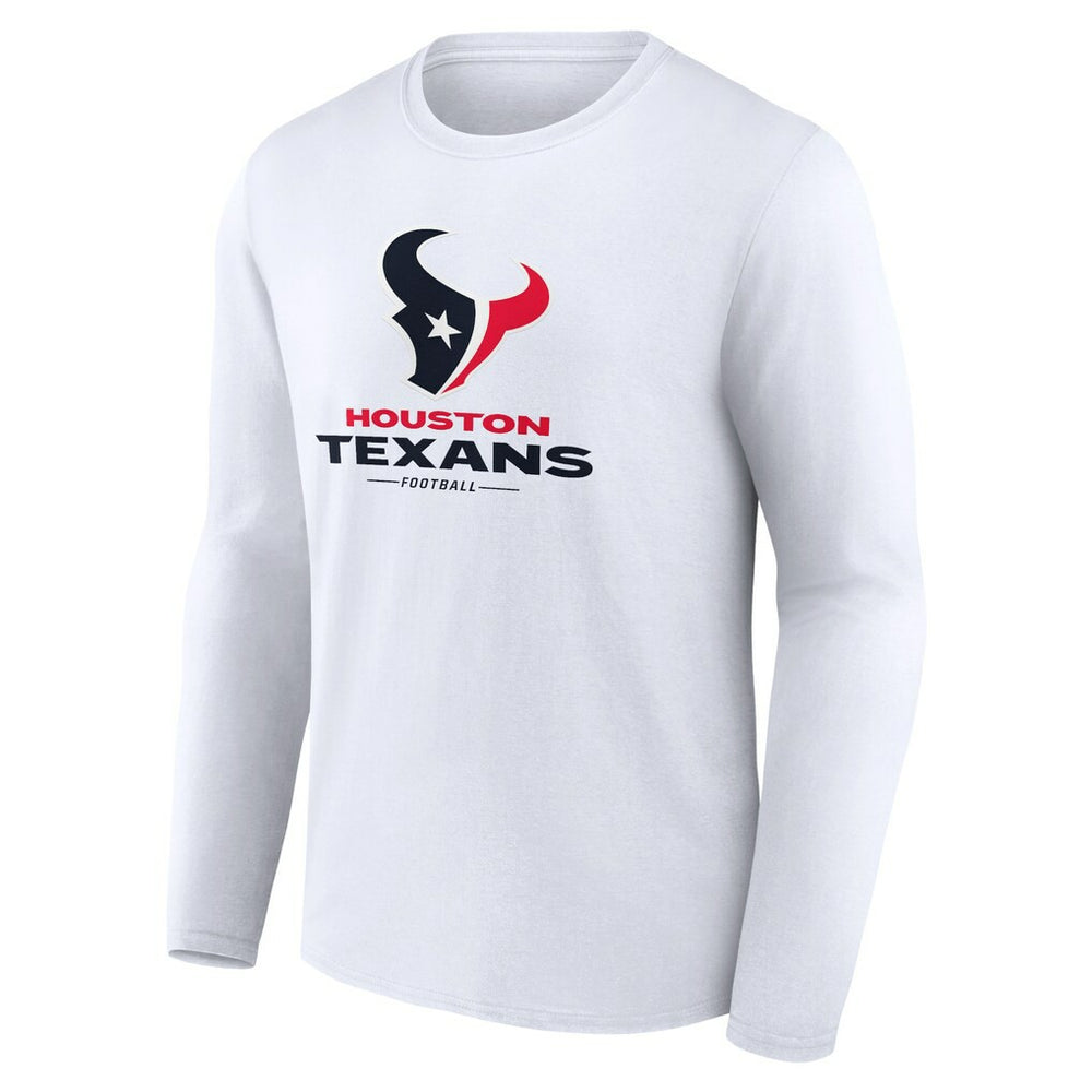 Houston Texans Logo Team Lockup Long Sleeve T-Shirt White - NFL