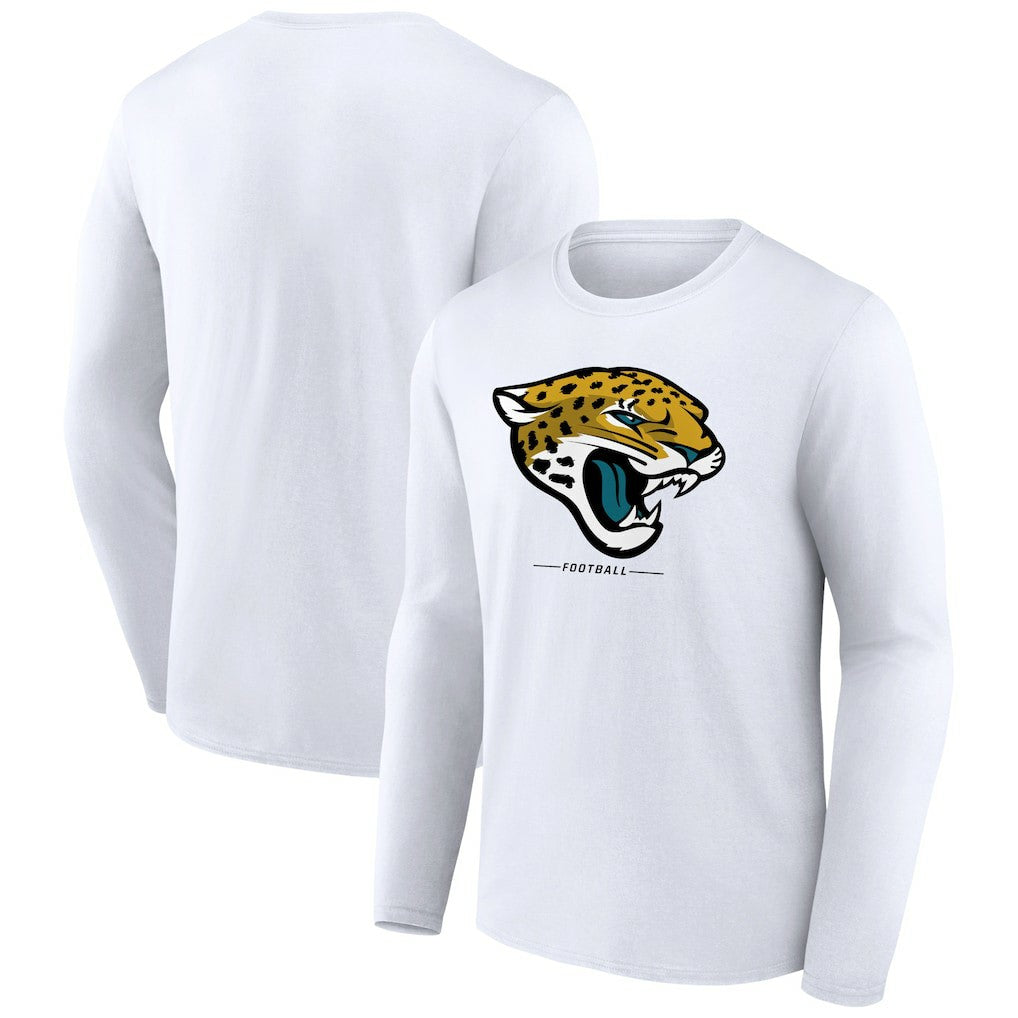 Jacksonville Jaguars Logo Team Lockup Long Sleeve T-Shirt White - NFL