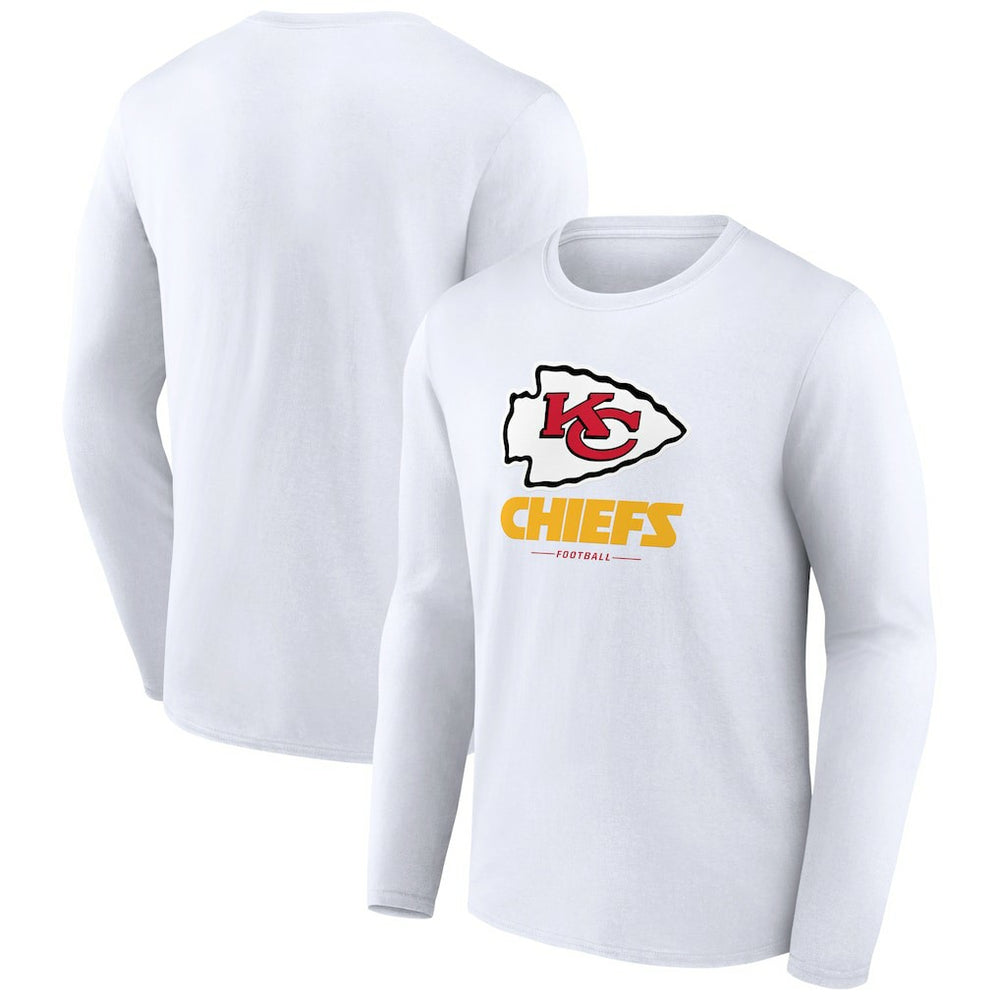Kansas City Chiefs Logo Team Lockup Long Sleeve T-Shirt White - NFL