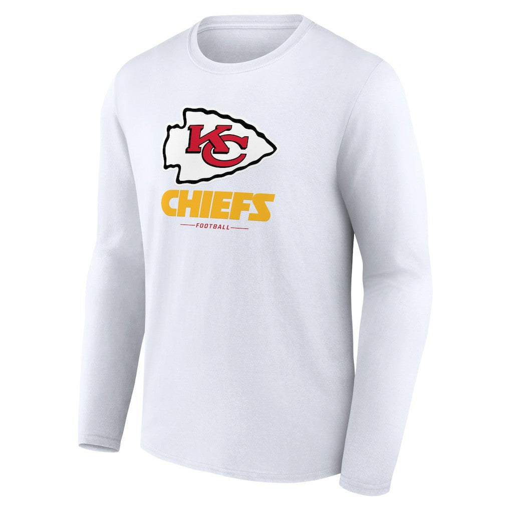 Kansas City Chiefs Logo Team Lockup Long Sleeve T-Shirt White - NFL