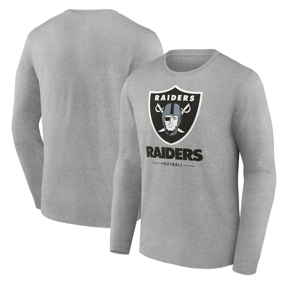 Las Vegas Raiders Logo Team Lockup Long Sleeve T-Shirt Gray - NFL