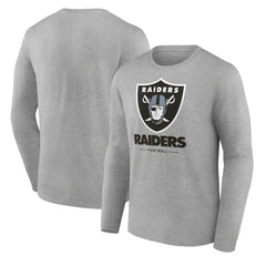 Las Vegas Raiders Logo Team Lockup Long Sleeve T-Shirt Gray - NFL