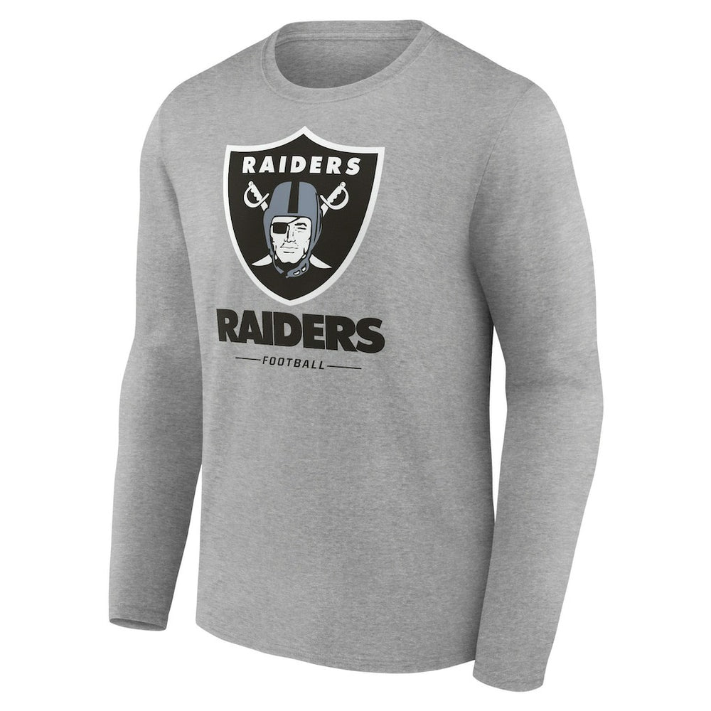 Las Vegas Raiders Logo Team Lockup Long Sleeve T-Shirt Gray - NFL
