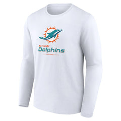 Miami Dolphins Logo Team Lockup Long Sleeve T-Shirt White - NFL