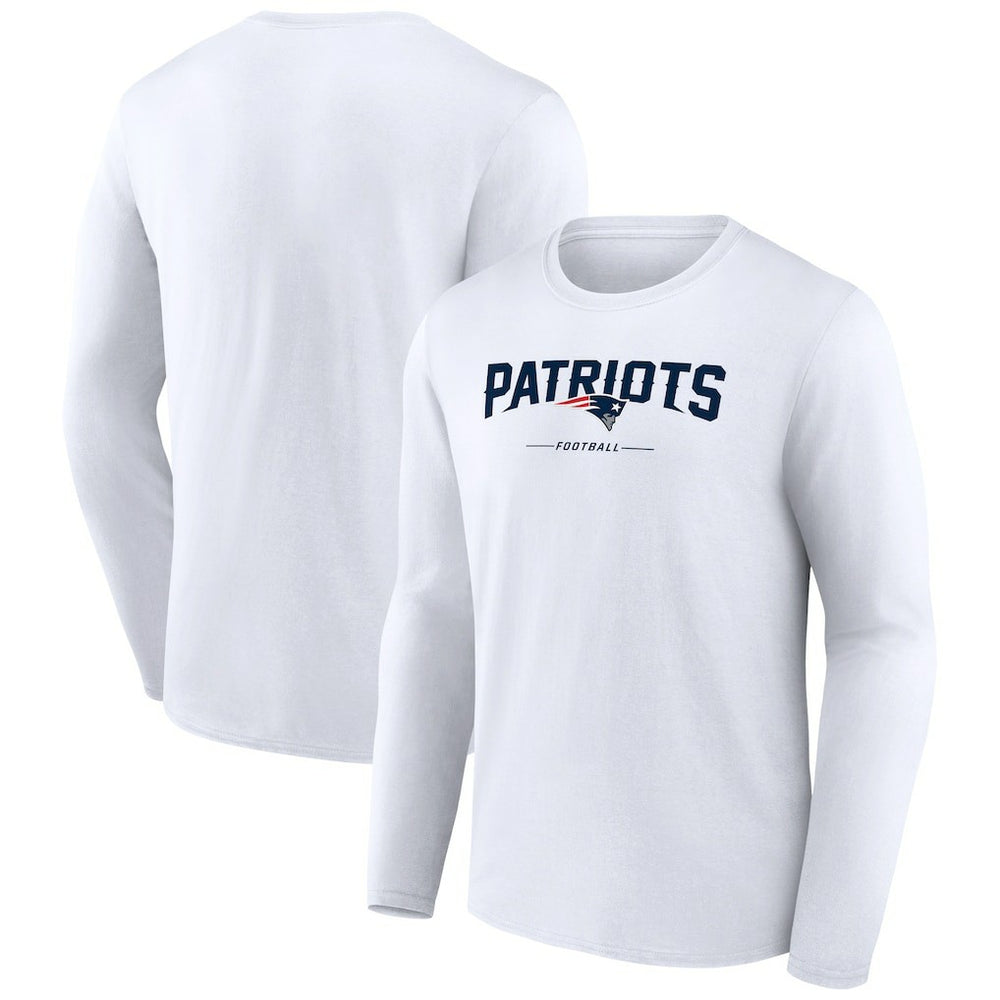 New England Patriots Logo Team Lockup Long Sleeve T-Shirt White - NFL