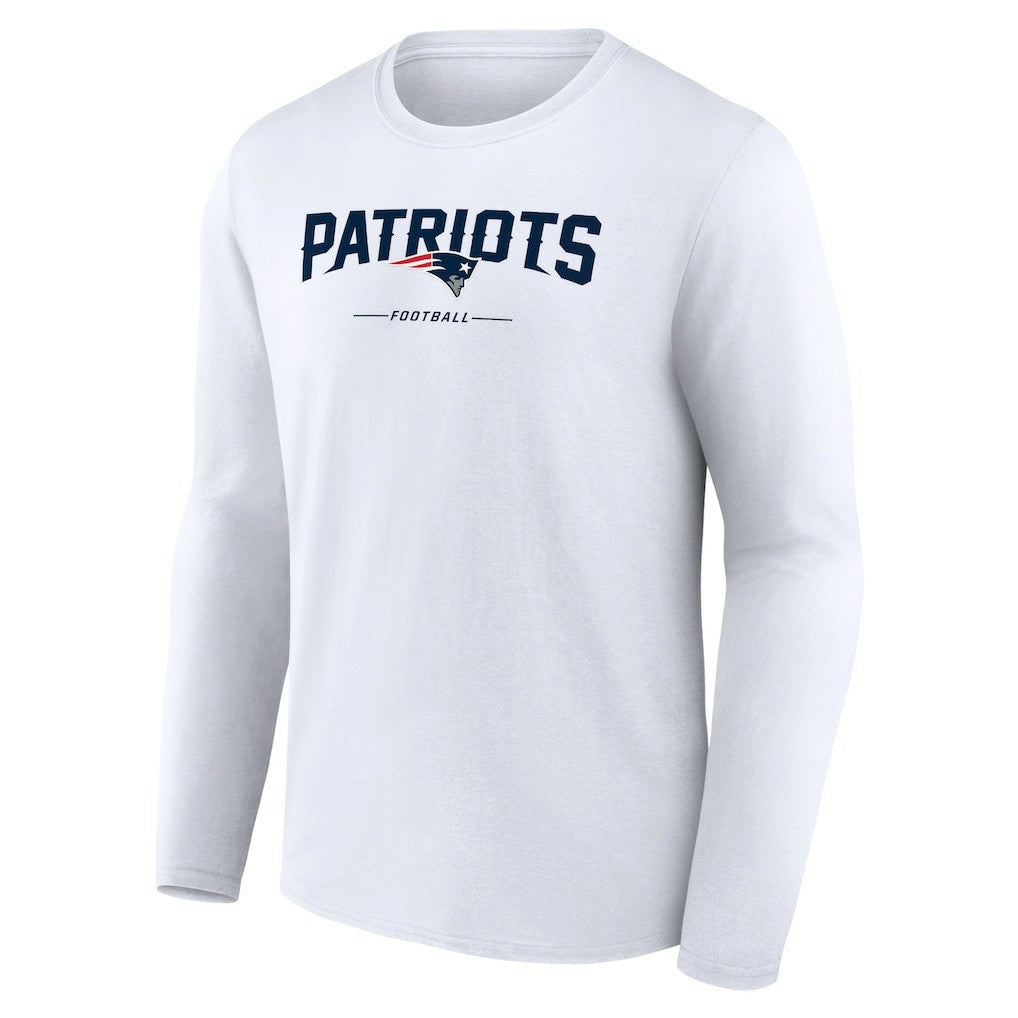 New England Patriots Logo Team Lockup Long Sleeve T-Shirt White - NFL