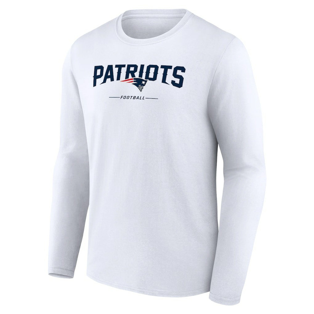 New England Patriots Logo Team Lockup Long Sleeve T-Shirt White - NFL