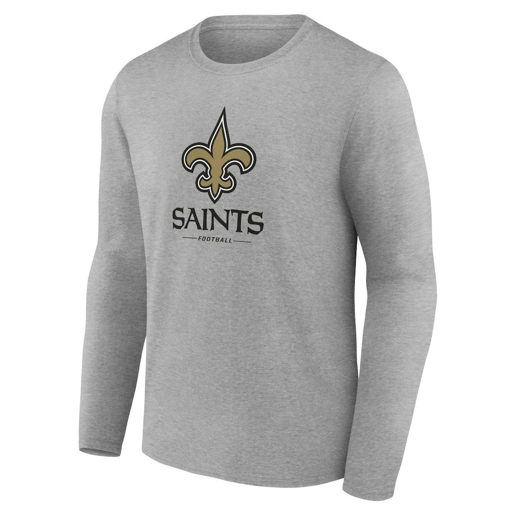 New Orleans Saints Logo Team Lockup Long Sleeve T-Shirt Gray - NFL