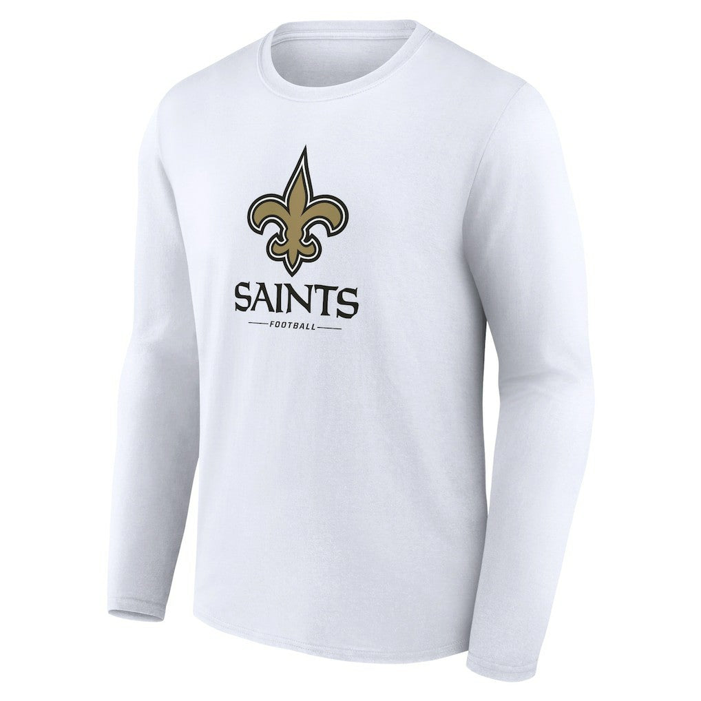 New Orleans Saints Logo Team Lockup Long Sleeve T-Shirt White - NFL