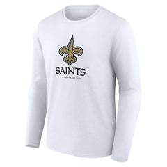 New Orleans Saints Logo Team Lockup Long Sleeve T-Shirt White - NFL