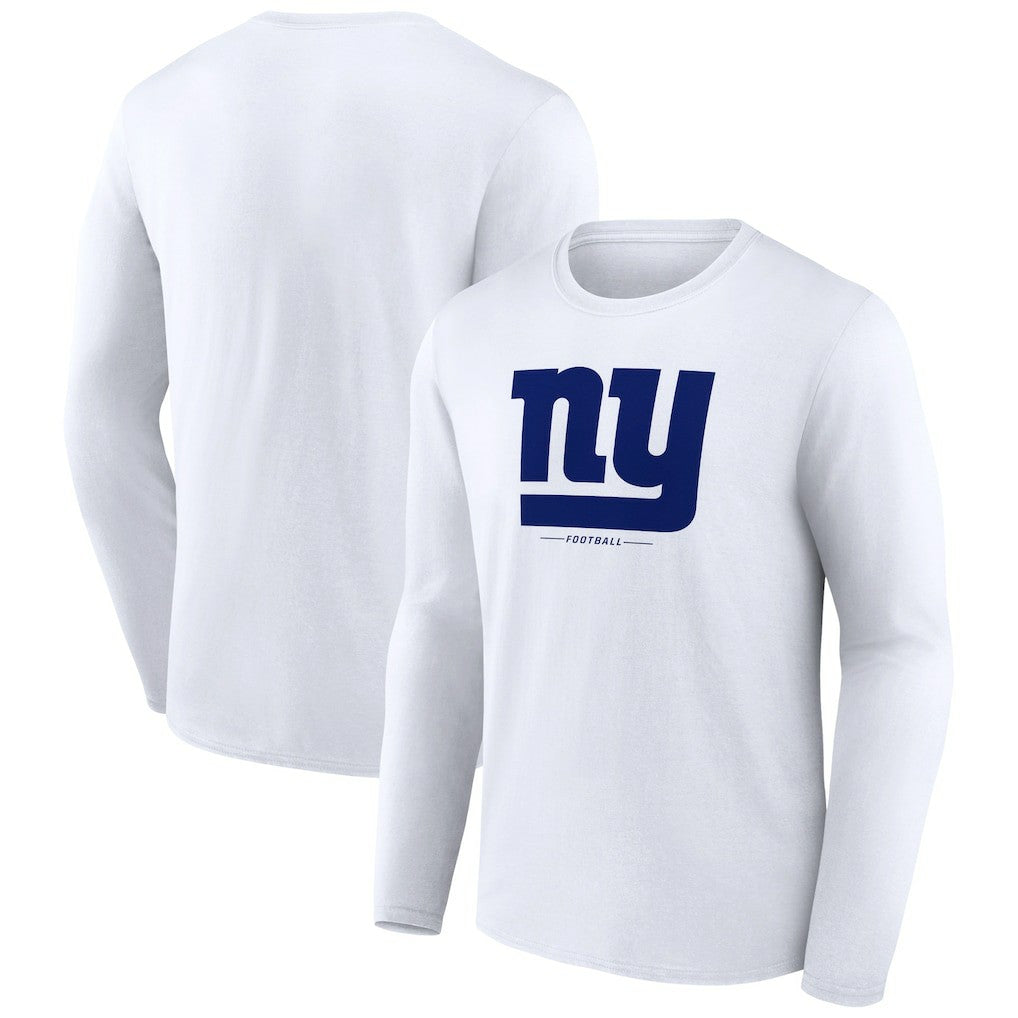 New York Giants Logo Team Lockup Long Sleeve T-Shirt White - NFL