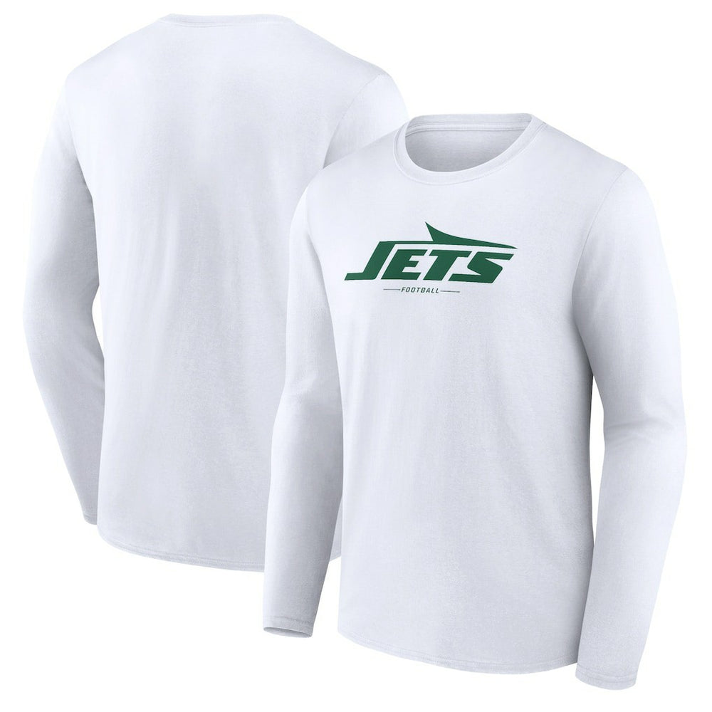 New York Jets Logo Team Lockup Long Sleeve T-Shirt White - NFL